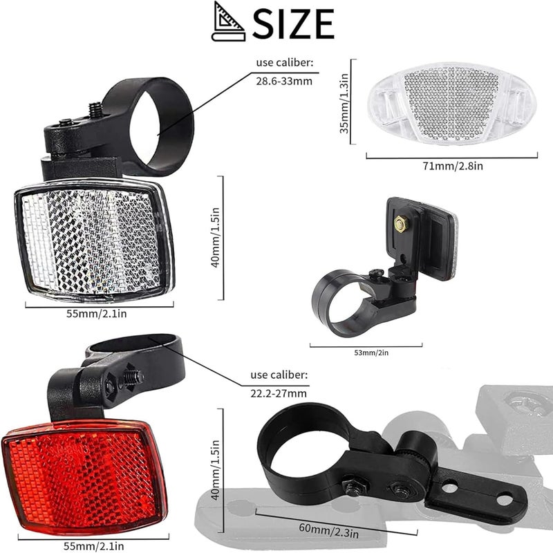 VICDUEKG Bike Front and Rear Reflectors, Bicycle Wheel Spoke Reflectors Kit, Mountain Bike Safety Warning Reflectors Accessories for Handlebar and Seatpost, Night Riding - Image 2